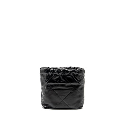 Chanel 23K Mini 22 Bag Shiny Calfskin Black  (Microchip)