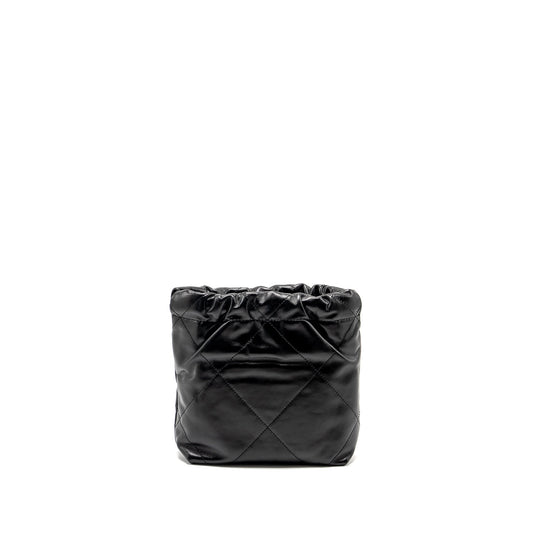 Chanel 23K Mini 22 Bag Shiny Calfskin Black  (Microchip)