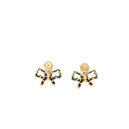 Chanel CC Logo  Bow Drop Earrings Large Model L