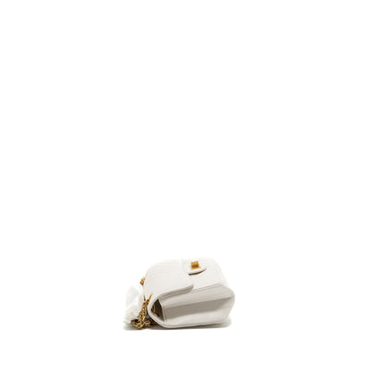 Chanel mini chevron 2.55 reissue flap bag calfskin white  (microchip)