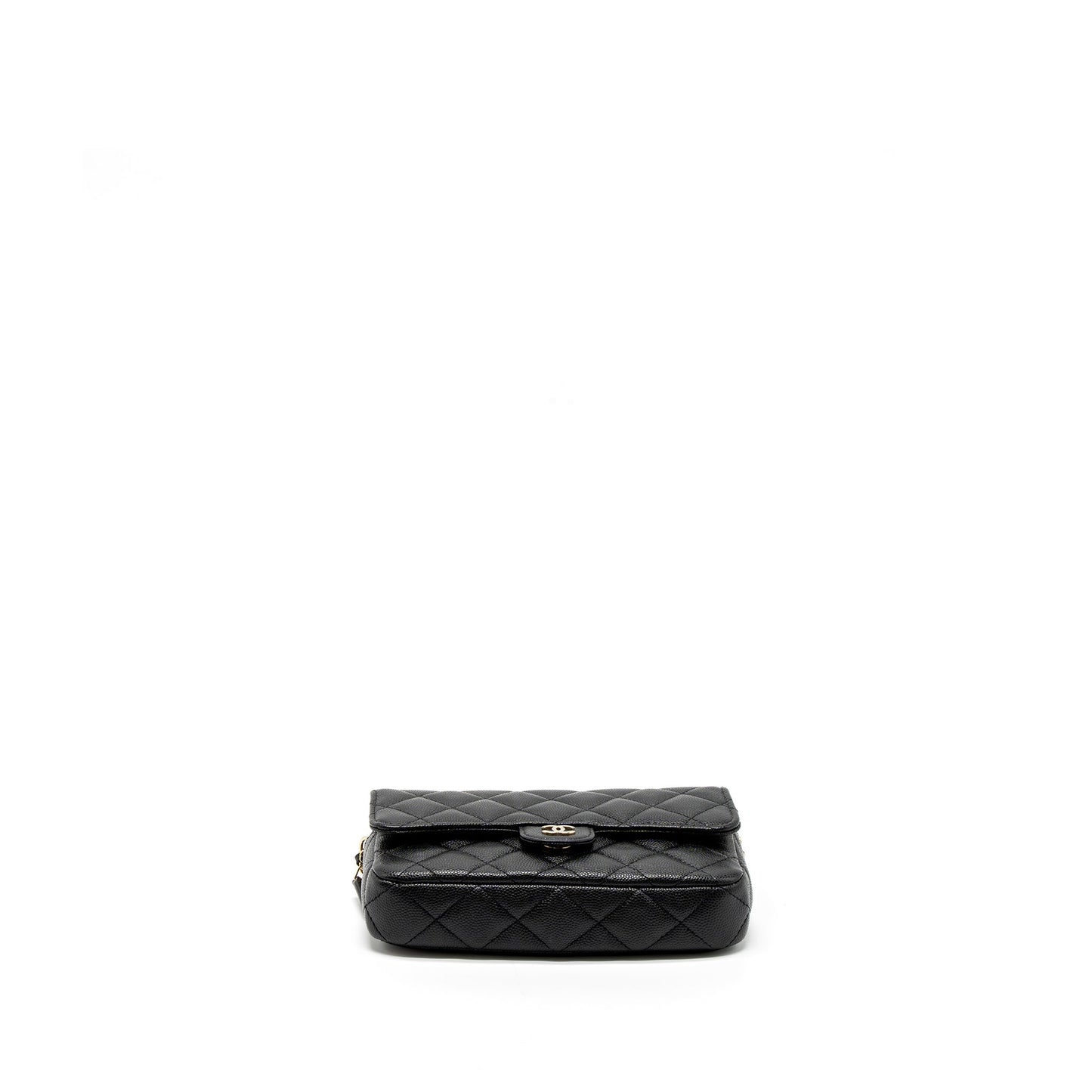 Chanel Double Pocket Wallet on Chain Caviar Black L (Microchip)