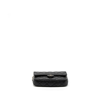 Chanel Double Pocket Wallet on Chain Caviar Black L (Microchip)