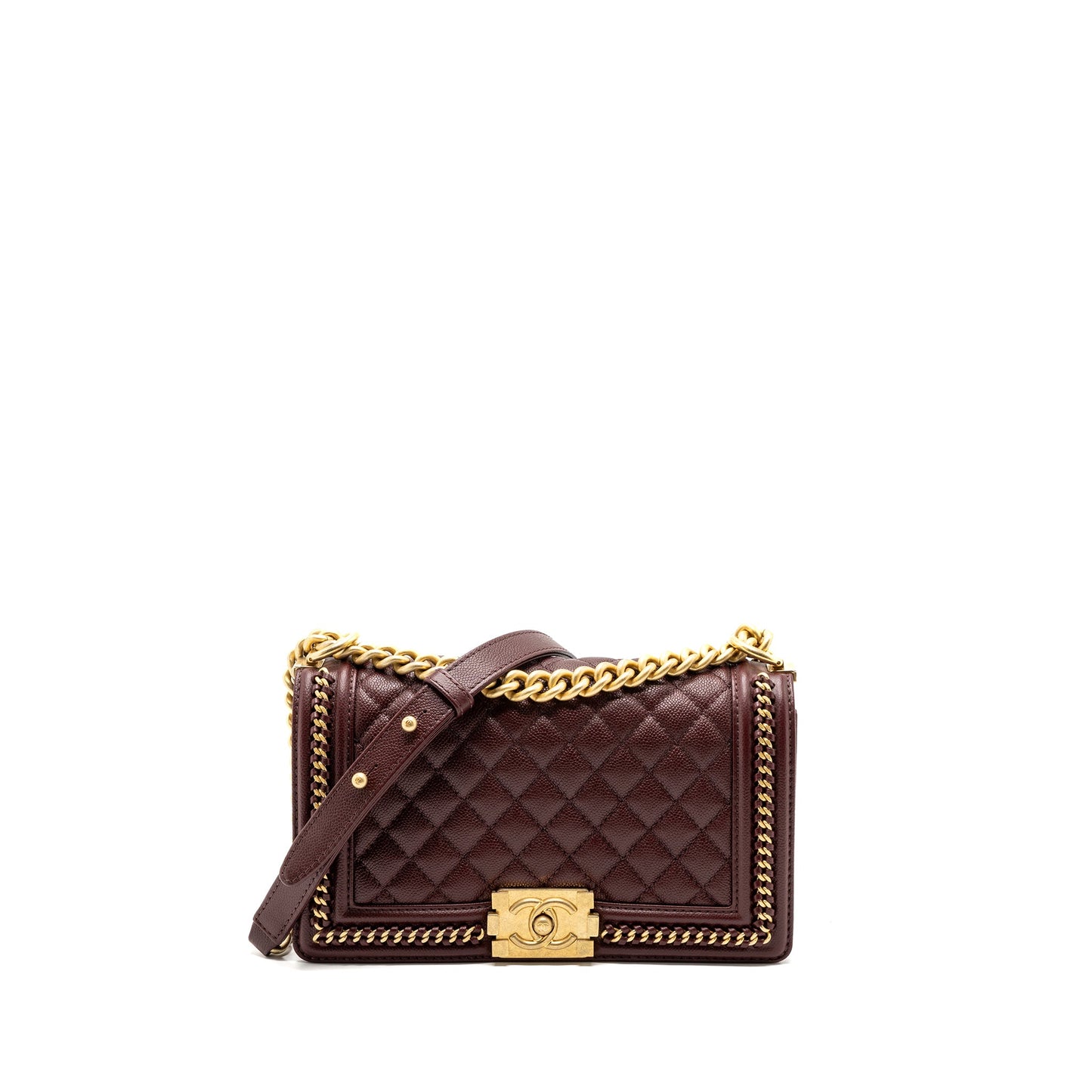 Chanel Medium Boy Bag Limited Edition Caviar Burgundy (microchip)