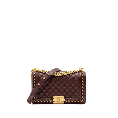 Chanel Medium Boy Bag Limited Edition Caviar Burgundy (microchip)