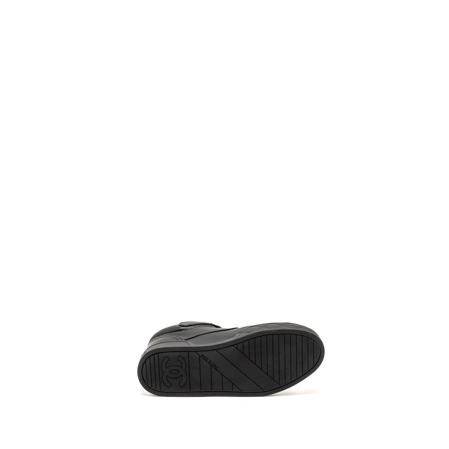 Chanel Size 37.5 23A Letter Logo Sneakers Lambskin Black L