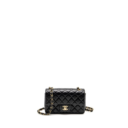 Chanel Mini Rectangular Flap Bag Lambskin Black L (microchip)