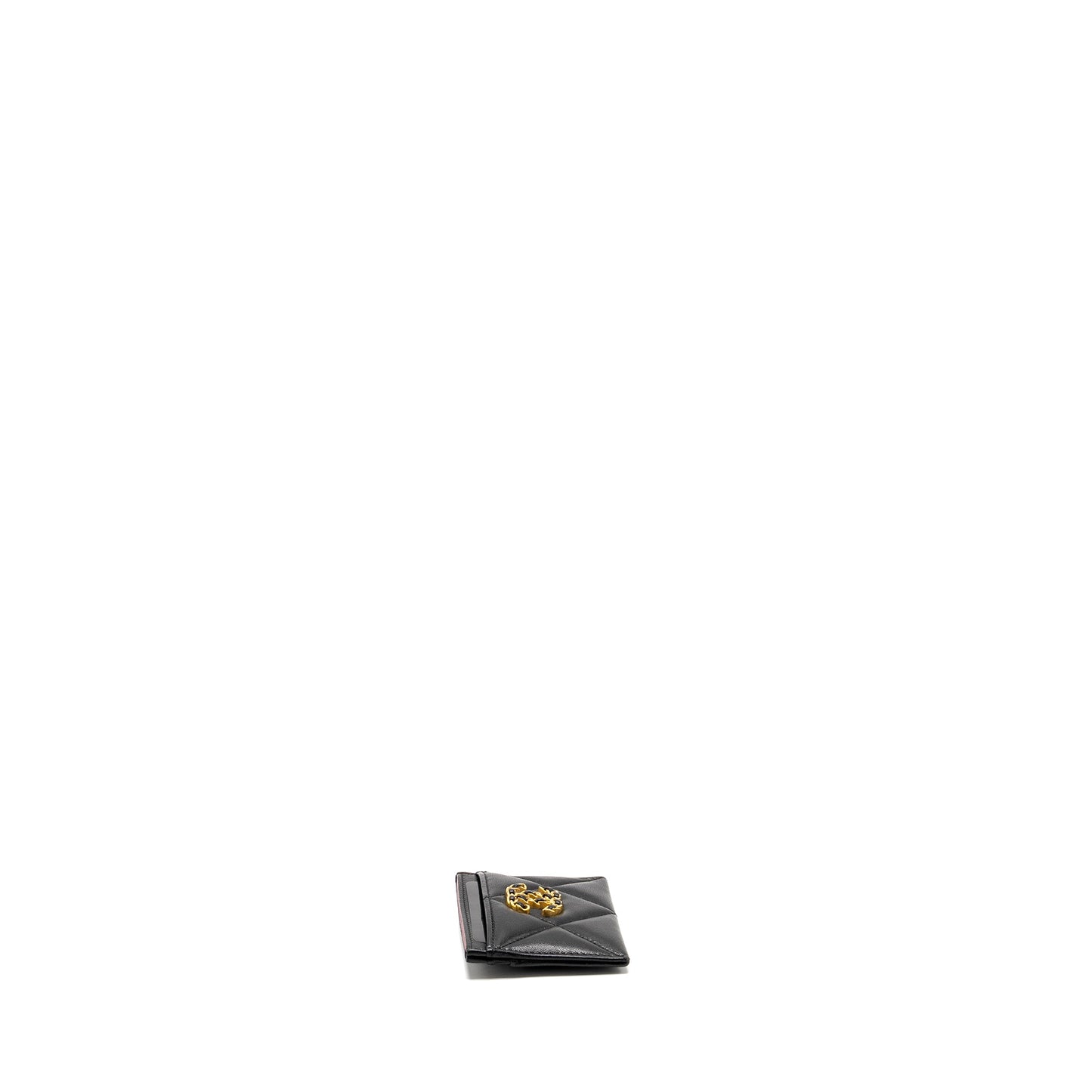Chanel 19 Card Holder Lambskin Black  (Microchip)