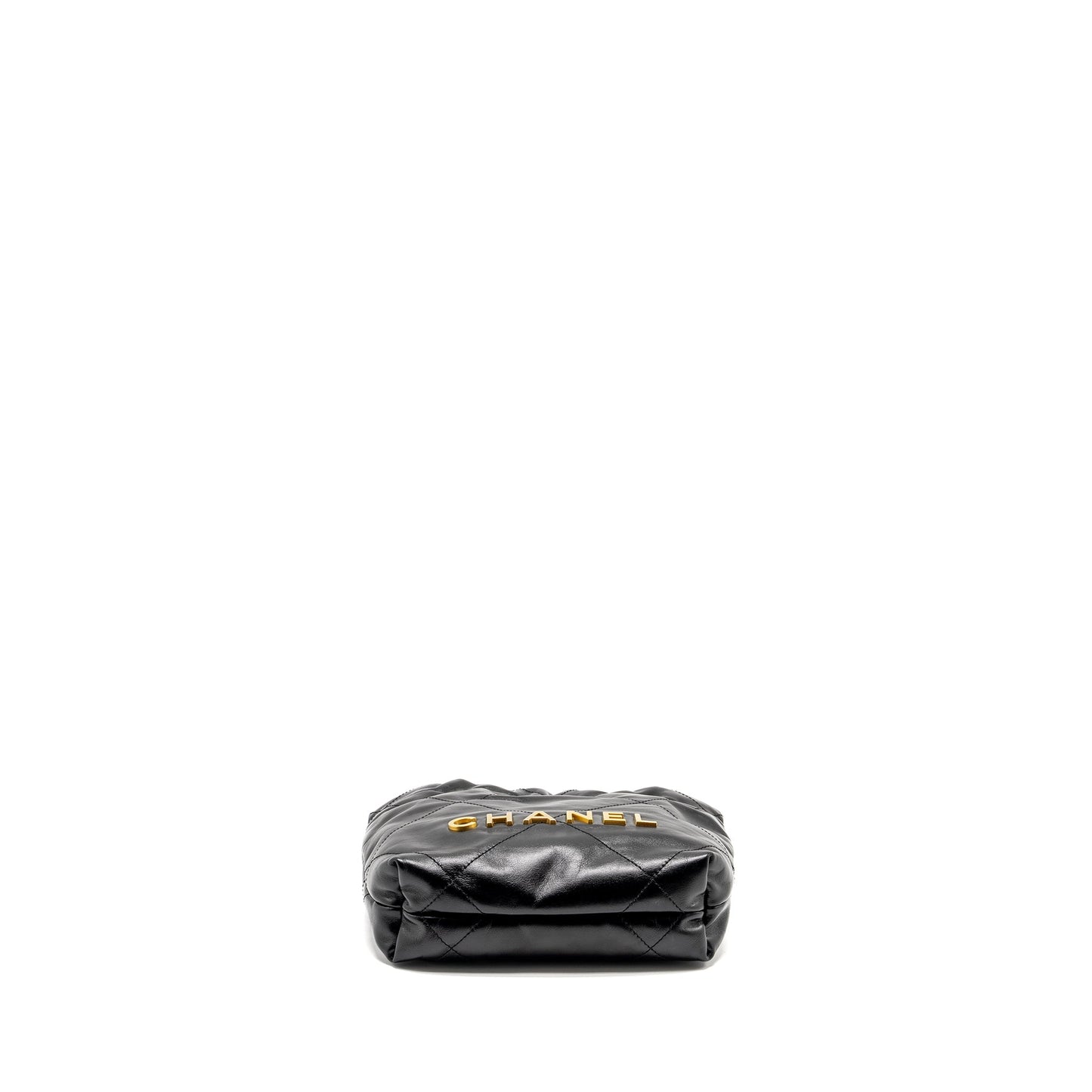 Chanel 23K Mini 22 Bag Shiny Calfskin Black  (Microchip)