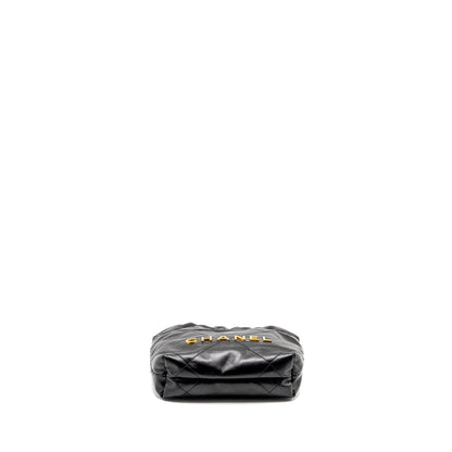 Chanel 23K Mini 22 Bag Shiny Calfskin Black  (Microchip)