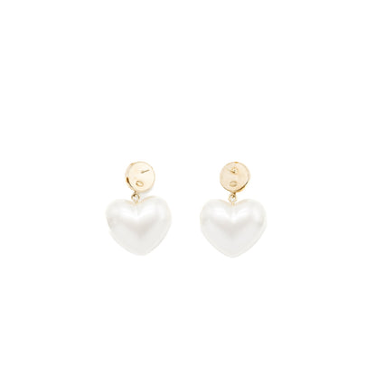 Chanel Heart Pearl Crystal CC Logo Earrings L