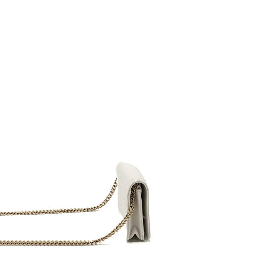 CHANEL BOY WALLET ON CHAIN CAVIAR WHITE L (Microchip)
