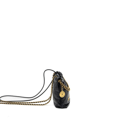 Chanel mini 22 bag shiny calfskin black  (microchip)