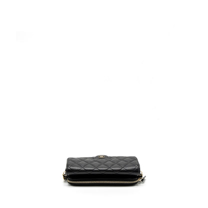 Chanel Double Pocket Wallet on Chain Caviar Black L (Microchip)