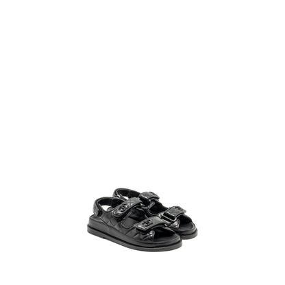 Chanel Size 36 Dad Sandals Lambskin So Black