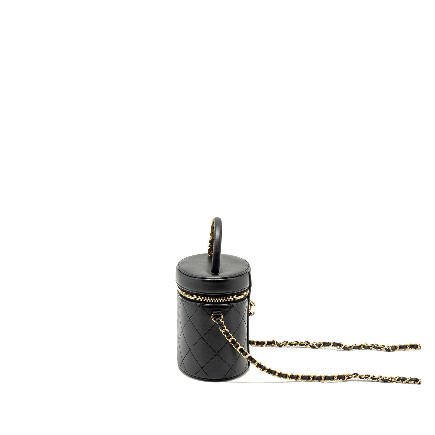 Chanel Pearl Letter Logo Detailed Vanity Case Calfskin Black