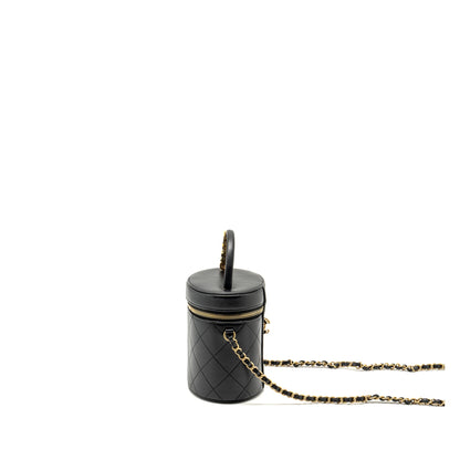 Chanel Pearl Letter Logo Detailed Vanity Case Calfskin Black