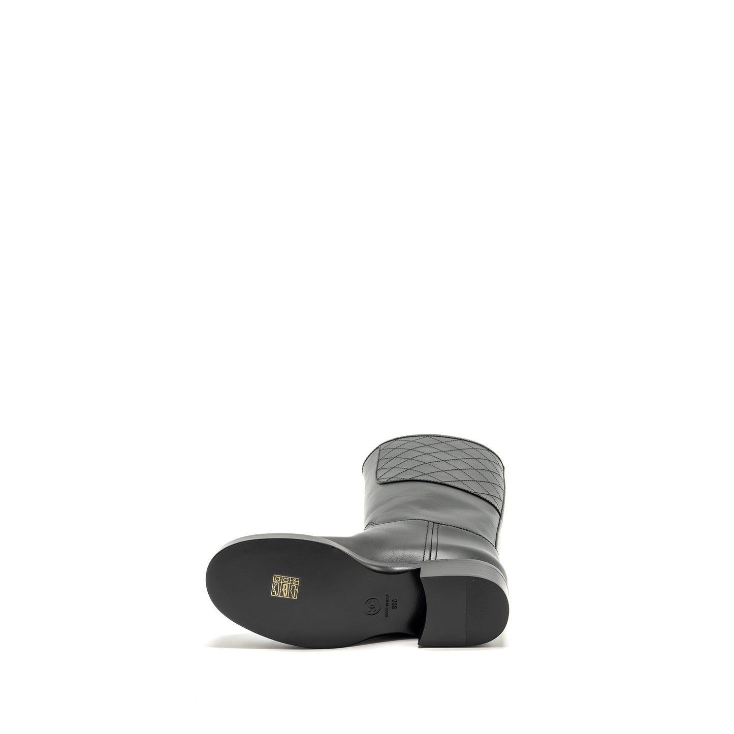 Chanel Size 38 CC Logo High Boots Calfskin Black