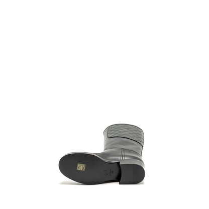 Chanel Size 38 CC Logo High Boots Calfskin Black