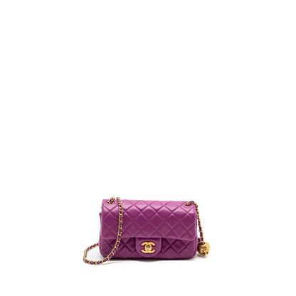 Chanel pearl crush mini rectangular flap bag lambskin purple
