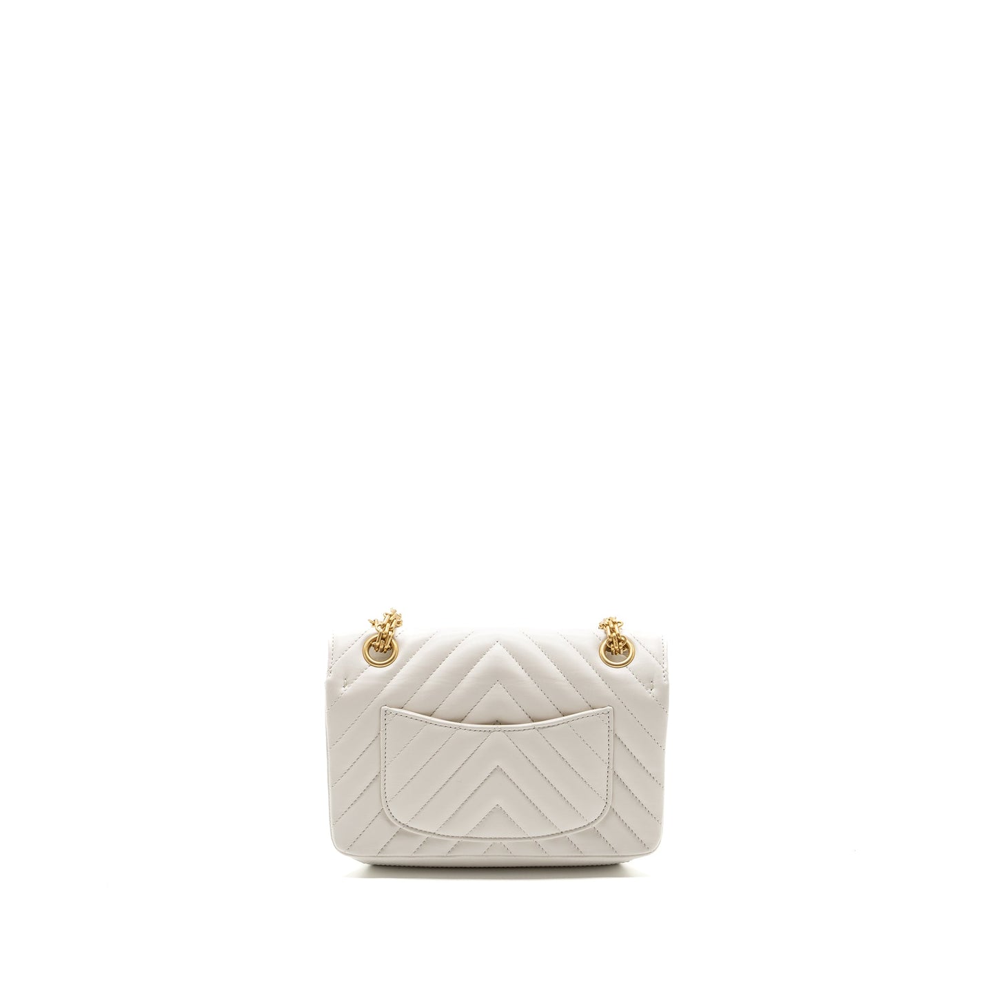 Chanel mini chevron 2.55 reissue flap bag calfskin white  (microchip)
