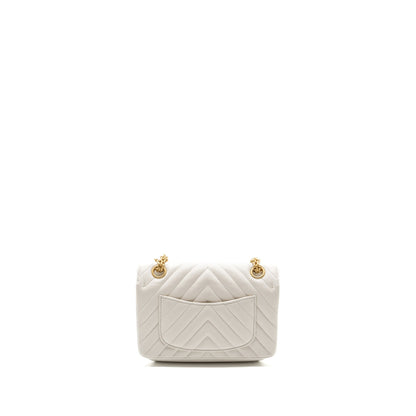 Chanel mini chevron 2.55 reissue flap bag calfskin white  (microchip)
