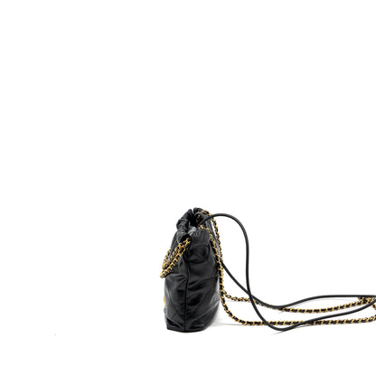Chanel mini 22 bag shiny calfskin black  (microchip)