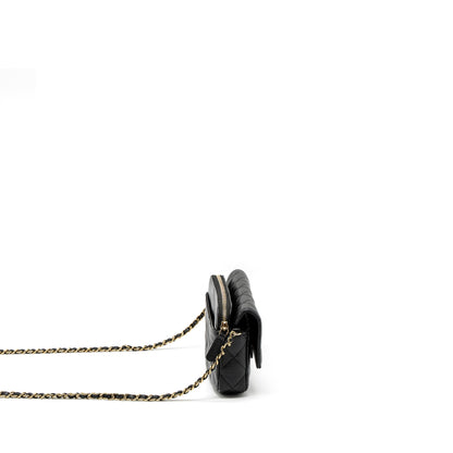 Chanel Double Pocket Wallet on Chain Caviar Black L (Microchip)
