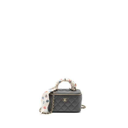 Chanel long vanity case lambskin grey L (microchip)