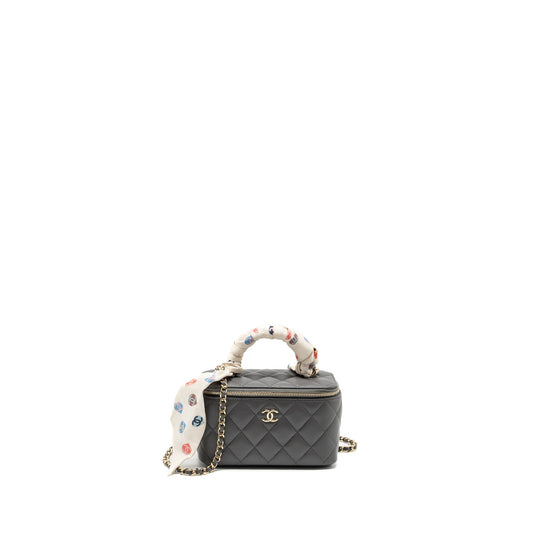 Chanel long vanity case lambskin grey L (microchip)