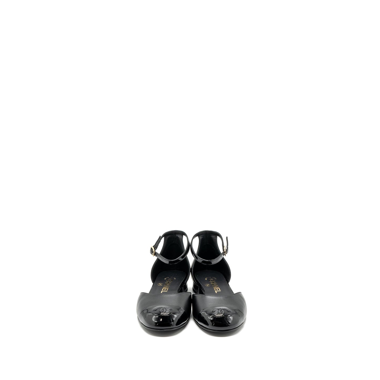 Chanel Size 37 Flat Shoes Lambskin/Patent Black