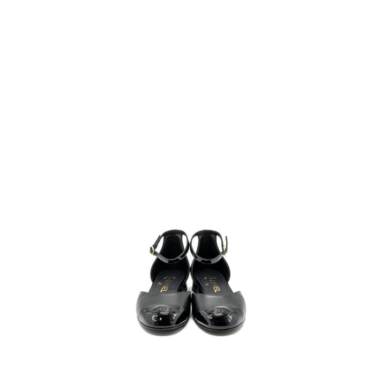 Chanel Size 37 Flat Shoes Lambskin/Patent Black