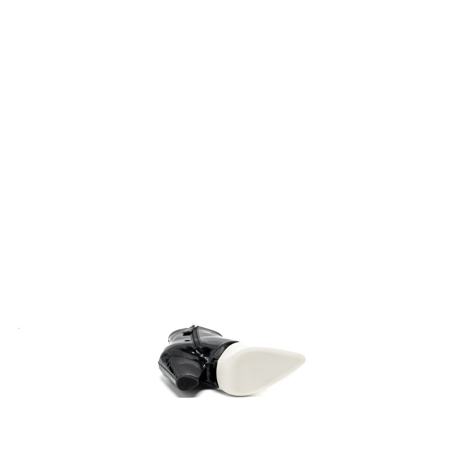 Chanel size 36 ankle boots patent black / white