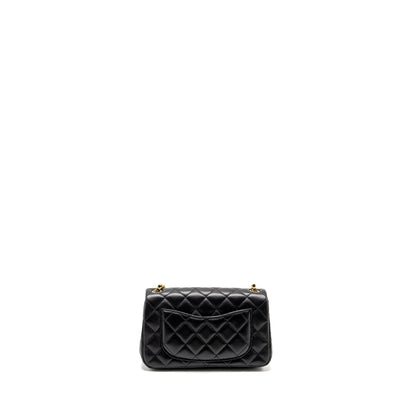 Chanel 24k Pearl Crush Mini Rectangular Flap Bag Shiny Lambskin Black  (microchip)