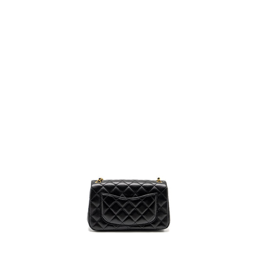 Chanel 24k Pearl Crush Mini Rectangular Flap Bag Shiny Lambskin Black  (microchip)