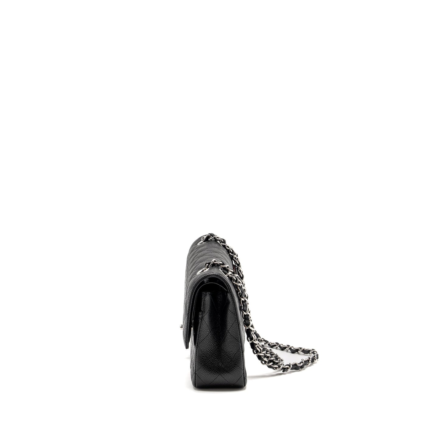 CHANEL Medium Classic Double Flap Bag Caviar Black  (Microchip)