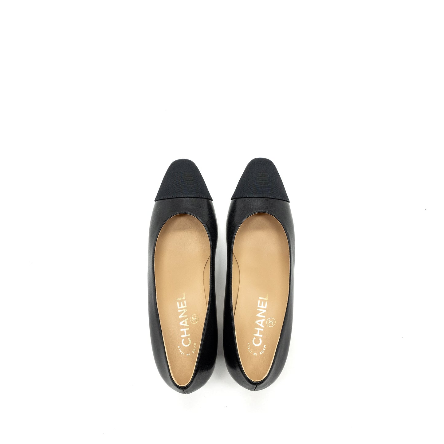 Chanel Size 36.5 Heels Leather/ Fabric Black