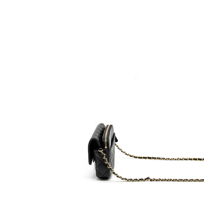 Chanel Double Pocket Wallet on Chain Caviar Black L (Microchip)