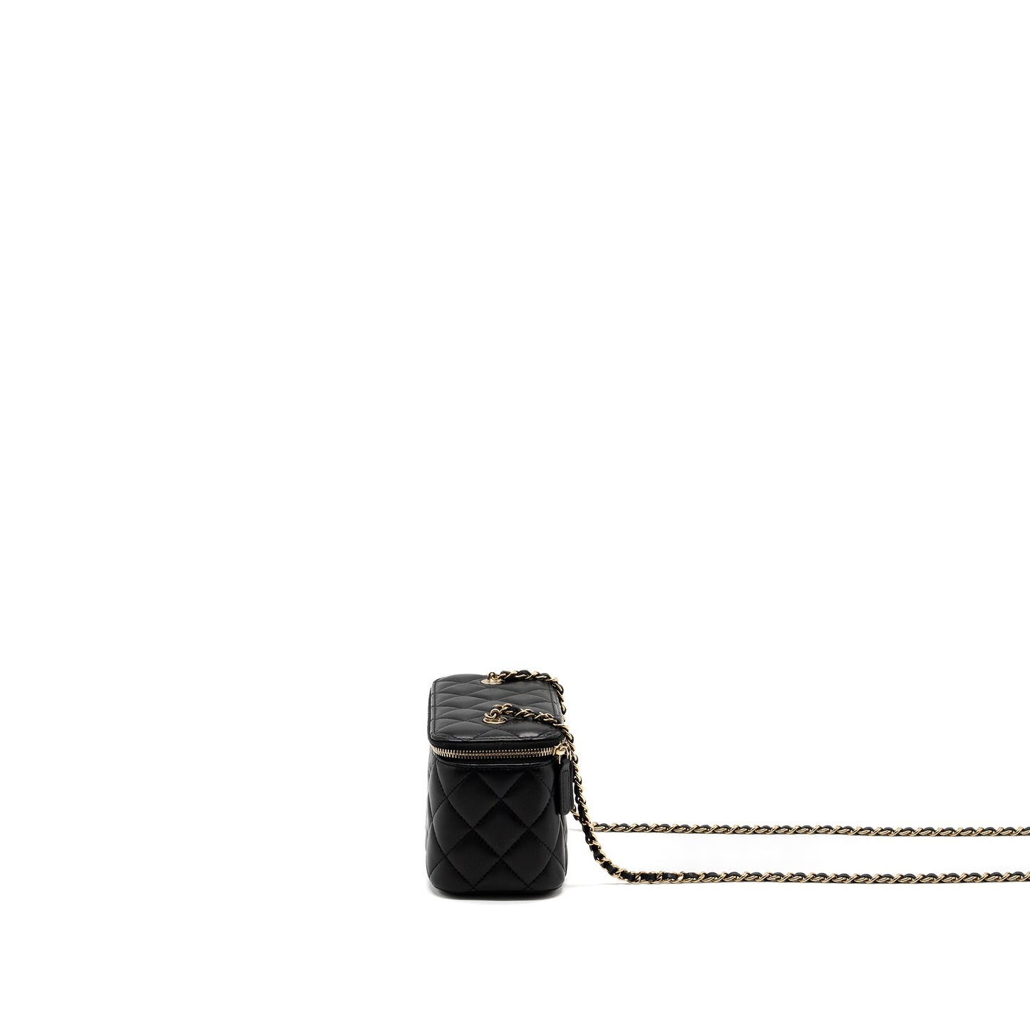 Chanel Long Vanity With Chain Lambskin Black L (Microchip)