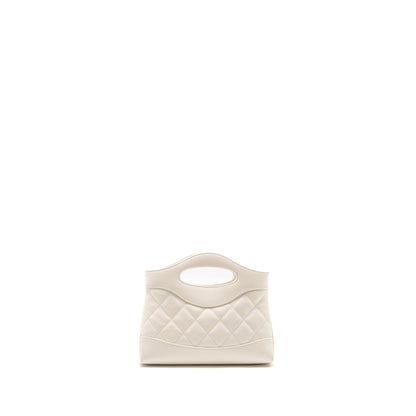 Chanel Mini 31 Clutch with  Chain Shiny Calfskin White L (Microchip)