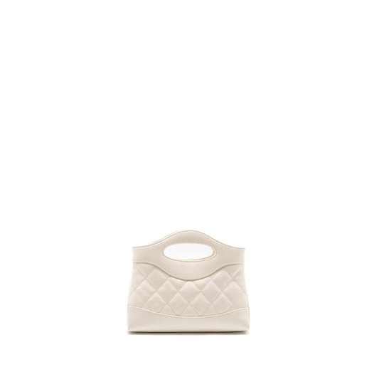 Chanel Mini 31 Clutch with  Chain Shiny Calfskin White L (Microchip)