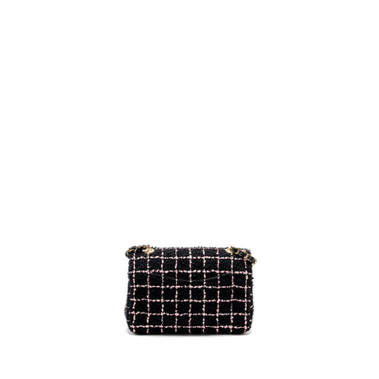 Chanel 23K Flower Bomb Mini Rectangular Flap Bag Tweed Black/Pink L (Microchip)