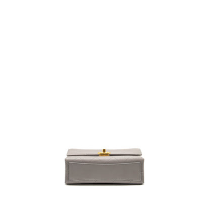 Chanel Mini Quilted Flap Bag With Chain Handle Caviar Grey  (microchip)