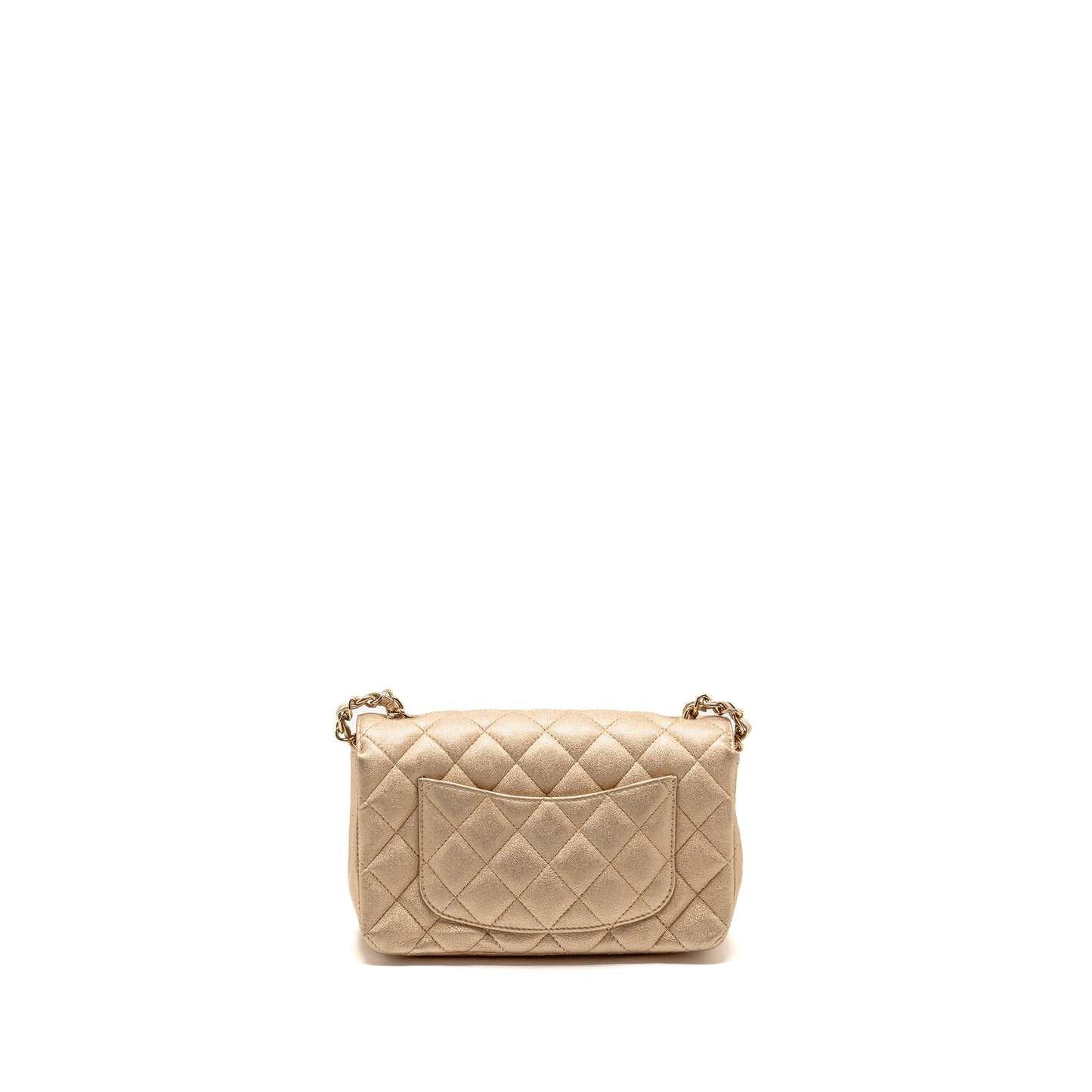 Chanel Mini Rectangular flap bag lambskin metallic gold L