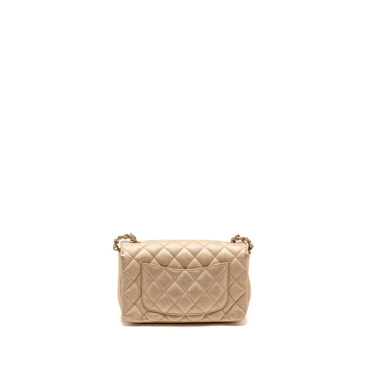 Chanel Mini Rectangular flap bag lambskin metallic gold L