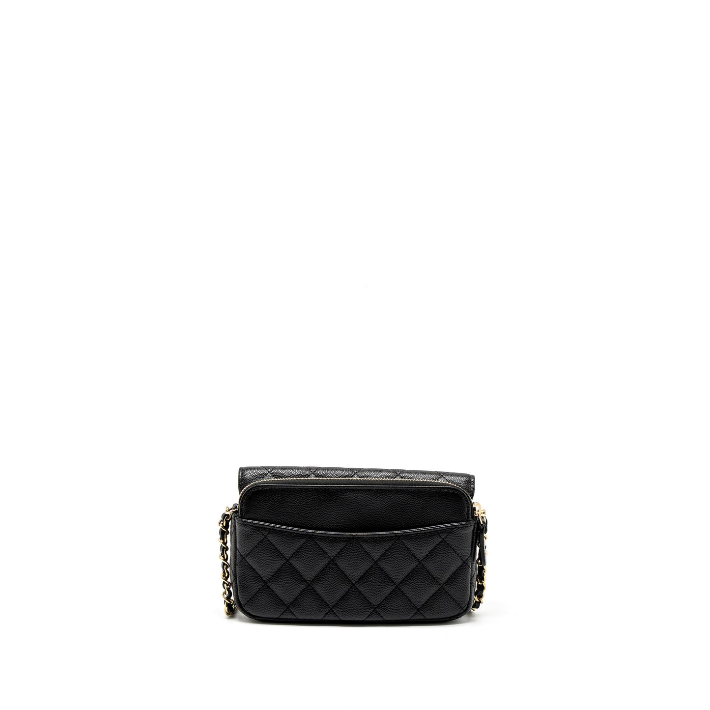 Chanel Double Pocket Wallet on Chain Caviar Black L (Microchip)