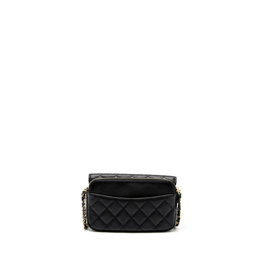 Chanel Double Pocket Wallet on Chain Caviar Black L (Microchip)
