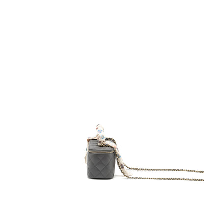 Chanel long vanity case lambskin grey L (microchip)