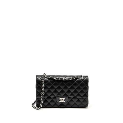 Chanel Medium Classic Double Flap Bag Lambskin Black  (Microchip)