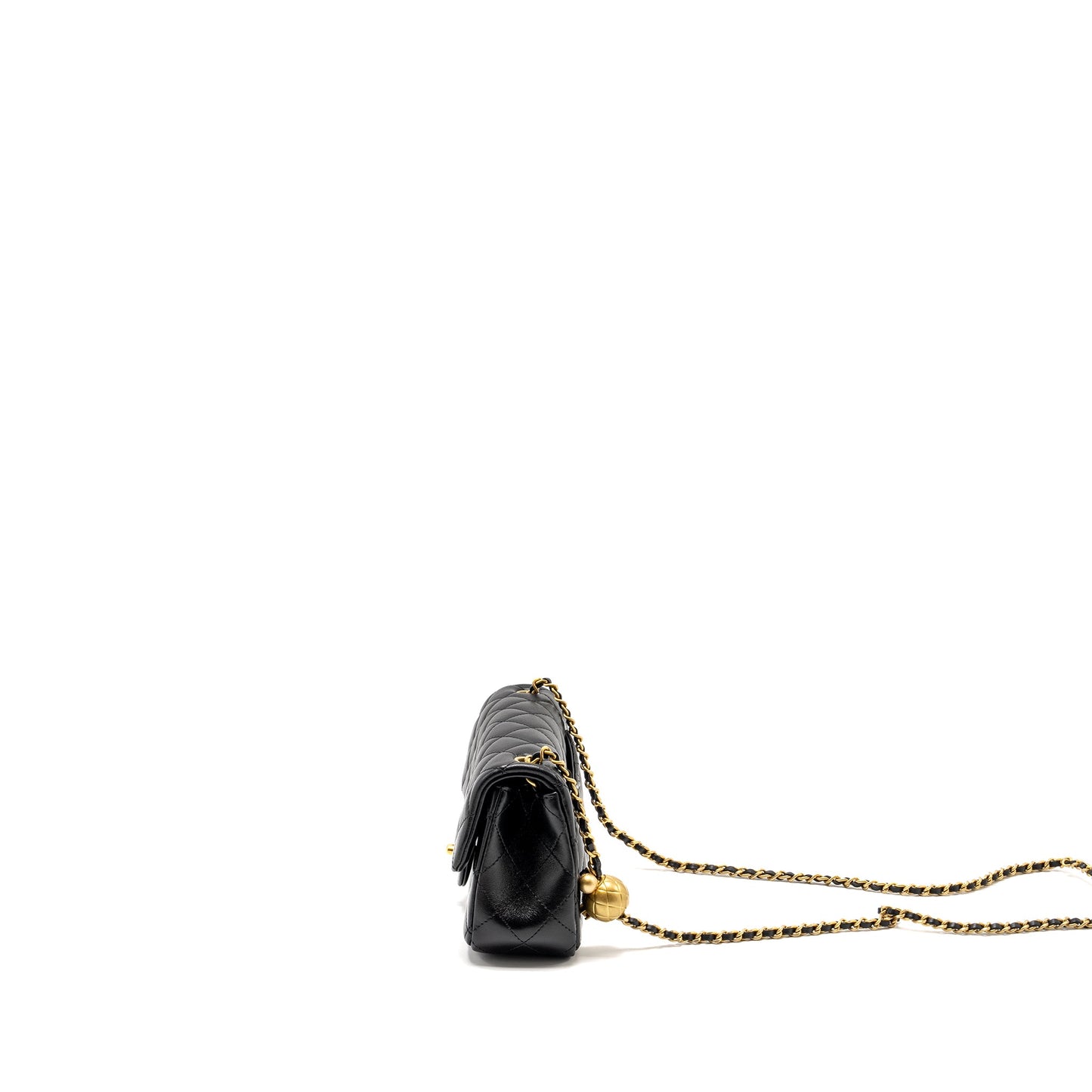 Chanel 24k Pearl Crush Mini Rectangular Flap Bag Shiny Lambskin Black  (microchip)