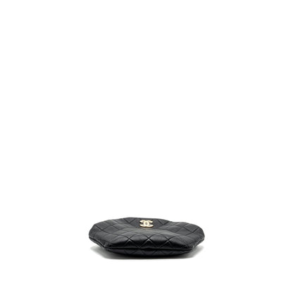 Chanel pearl round handle evening clutch lambskin black  (microchip)